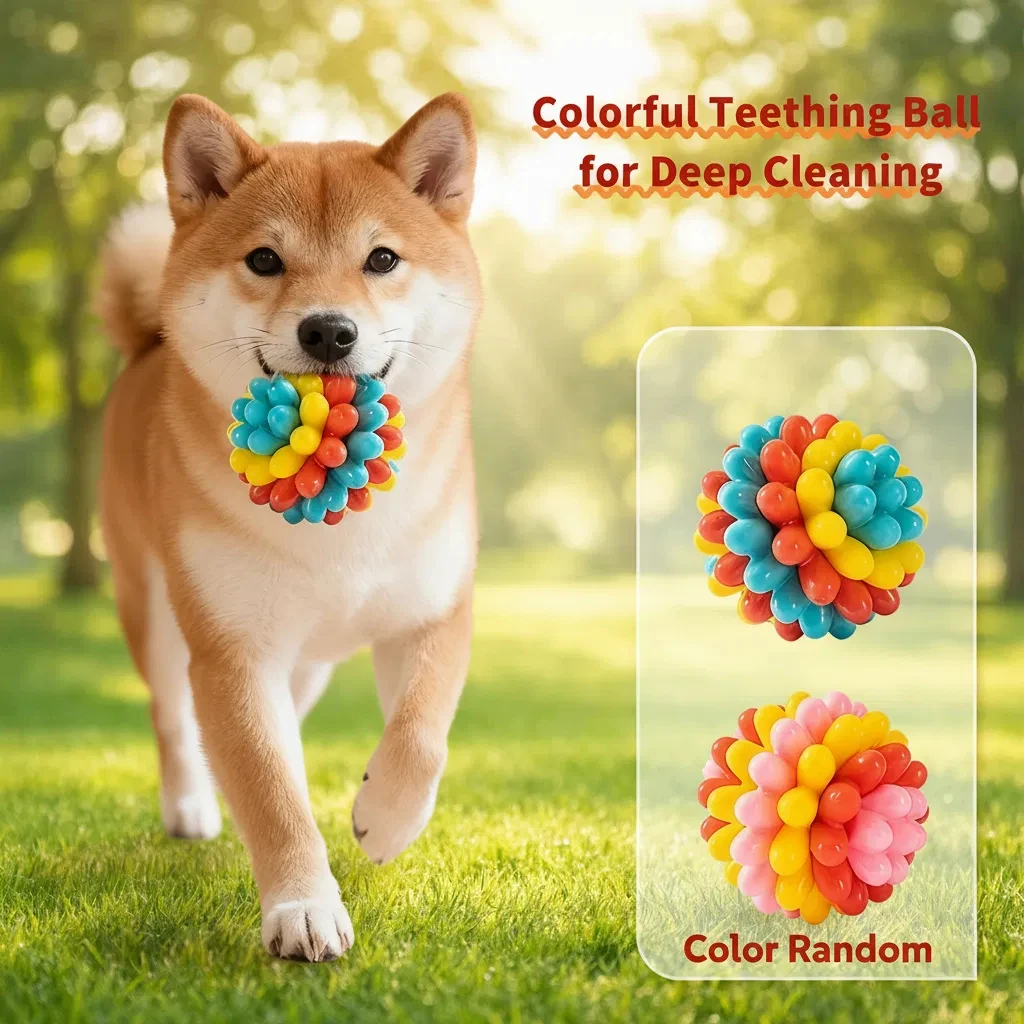 Indestructible Dog Chew Toy-TPR Bite- Material, Vibrant Colors, Chewable Teething Toy for Dog, Soft Training Ball,Teeth Cleaning