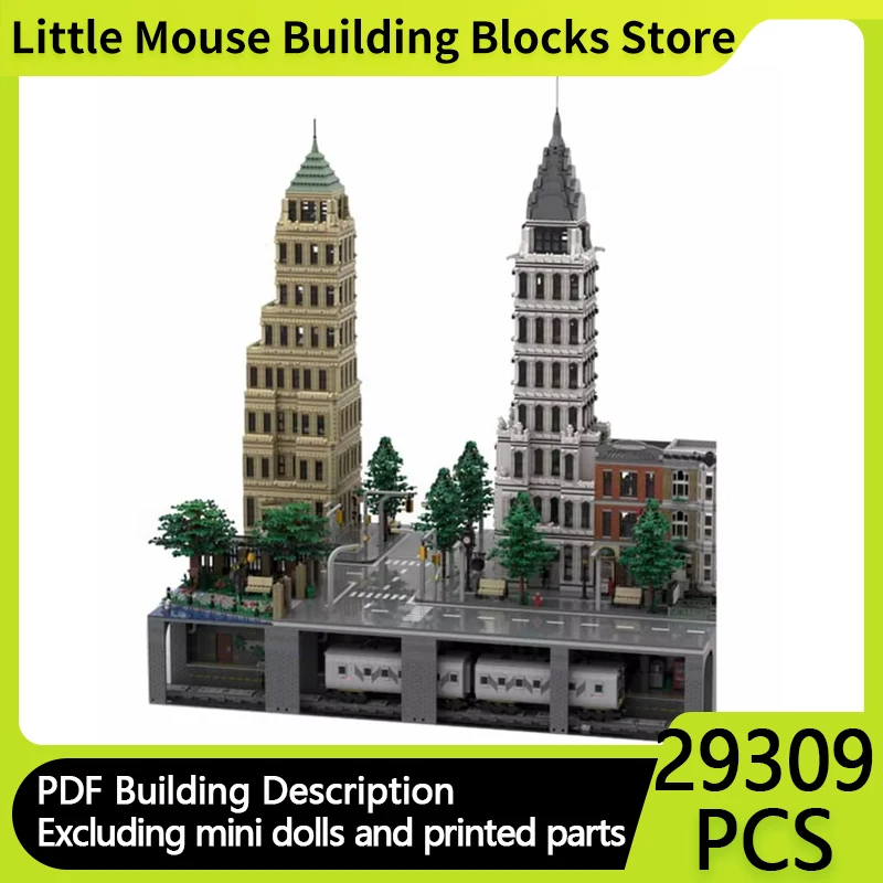 Street View Model MOC Building Bricks NEW-YORK Two Parts  Subway Modular Technology Gifts Holiday Assemble Children Toys Suit