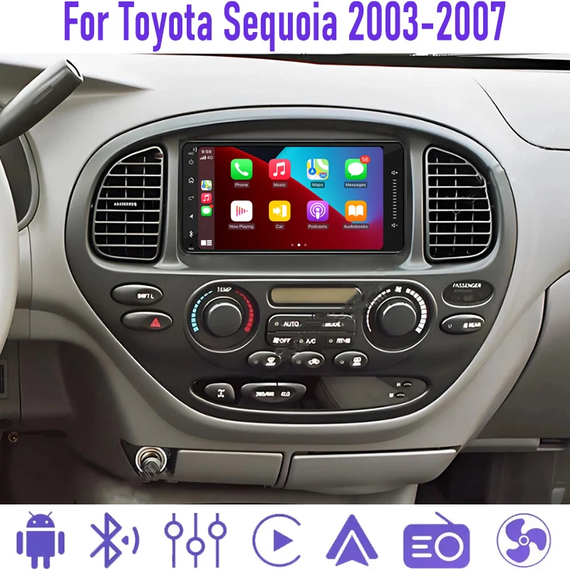 

7" For Toyota Sequoia 2003-2007 Head Unit Car Radio Stereo Wireless Carplay Apple Android Auto Reversing Image GPS Navi BT 64GB