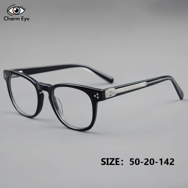 جديد الرجال وصفة طبية نظارات ريترو مربع خلات إطار نظارات خفيفة للغاية التيتانيوم النساء قصر النظر القراءة نظارات الضوء الأزرق #1