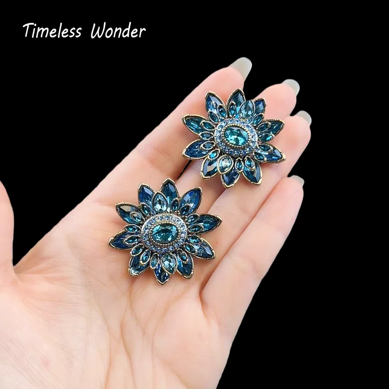 

Timeless Wonder Fancy Crystal Zircon Floral Button Earrings for Women Designer Jewelry Punk Sweet Gift Rare Top Neat 3343