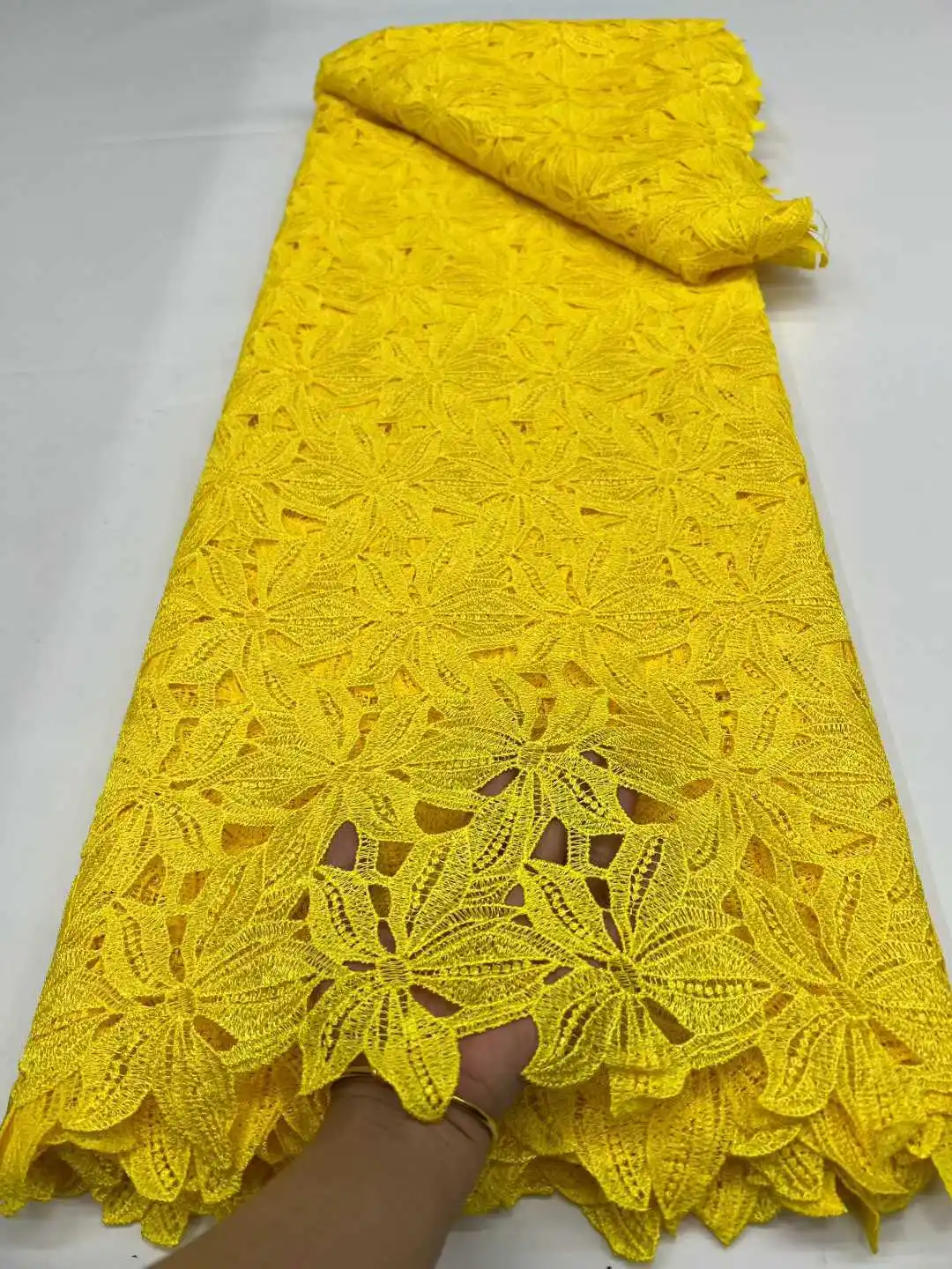 

African Milk Silk Fabric Luxury Water Soluble Lace 2026 High Quality Nigerian Guipure Cord Lace for Sewing Wedding Dress RF-25