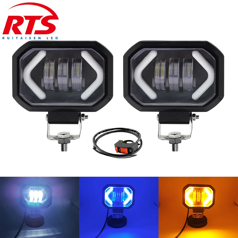 LED Fog Lamp Driving Daytime Off road Led Light Headlight 4'' 50W Motorcycle Halo Lamps For Jeep ATV 12V 24V SUV Worklight Beams