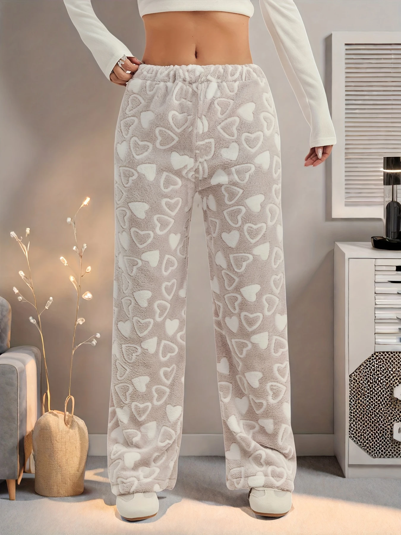 Cartoon schattig patroon flanellen pyjamabroek dames herfst en winter plus fluwelen warme casual homewear hoge kwaliteit graffiti broek