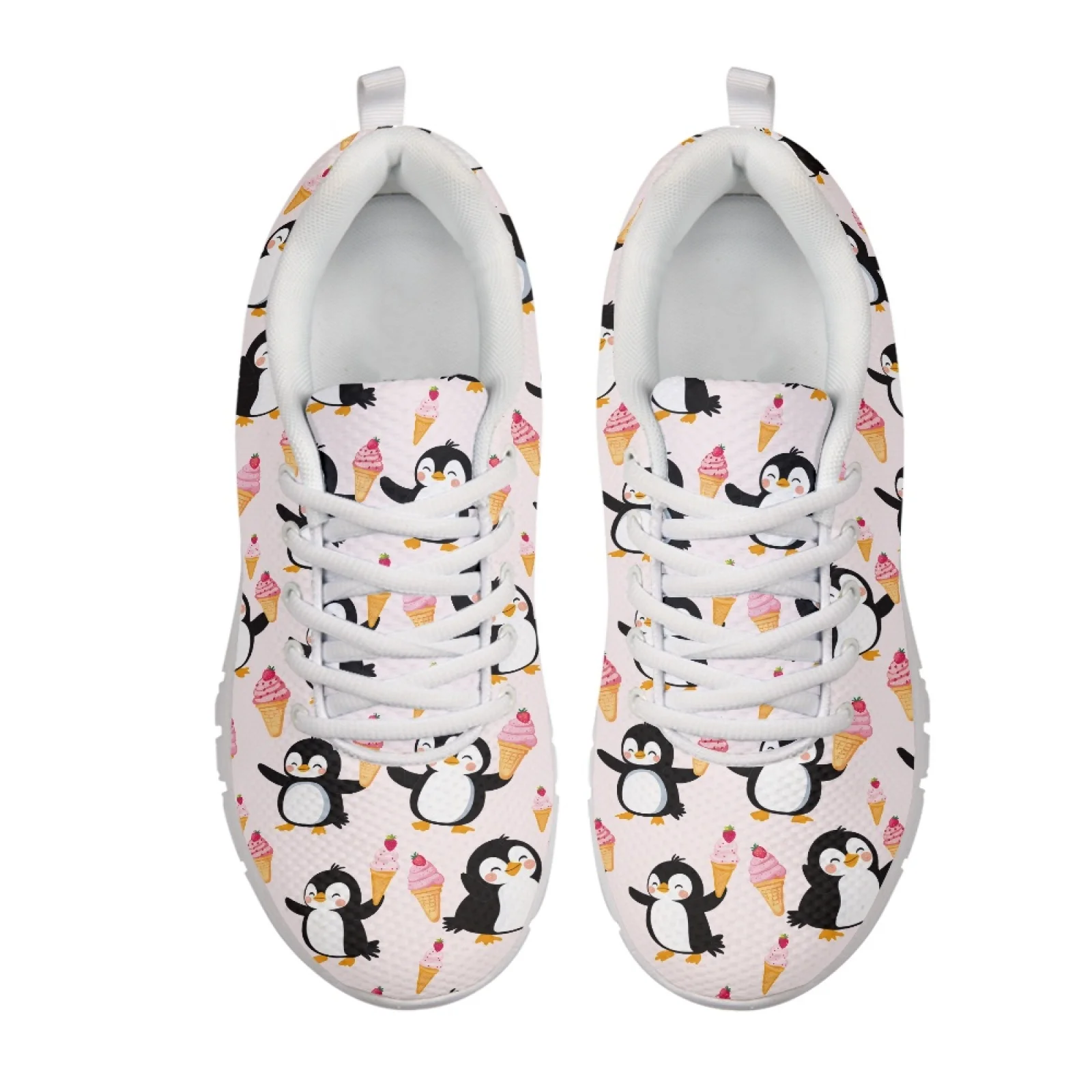 Coloranimal Penguin Ice Cream Fashion 2026 Athletic Sport Footwear Women's Walking Sneakers Lace Up Walking Shoes for Mens