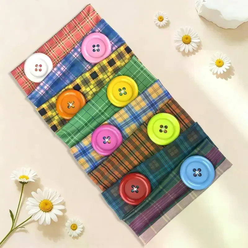 Vintage Women's Plaid Button Headband Spicy Girl Ins Y2K Trendy Hairband Sweet Cool Sports Yoga Headband Hair Accessory