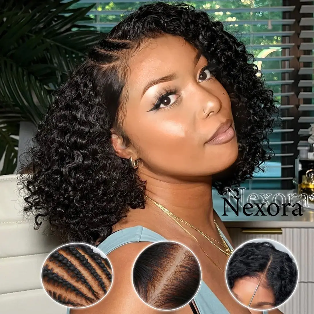 

Обновление 3 в 1, полупарик из натуральных волос, парики со шнурком, бесшовные зажимы, откидывающиеся вьющиеся волосы, без клея, без кружева для женщин