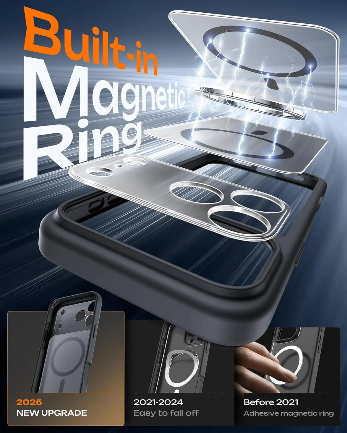 Magsafe المغناطيسي شحن لاسلكي فاخر بلون الحدود عدسة قوس ماتي جراب هاتف آيفون 17 برو ماكس الهواء الغطاء الخلفي