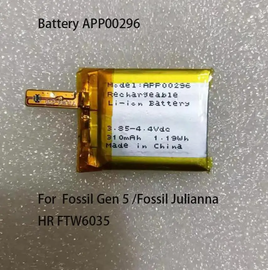 GeLar-bateria genuína para Apack, APP00296 para fóssil Gen 5, fóssil Julianna HR, FTW6035, 310mAh, 3.8V, Novo