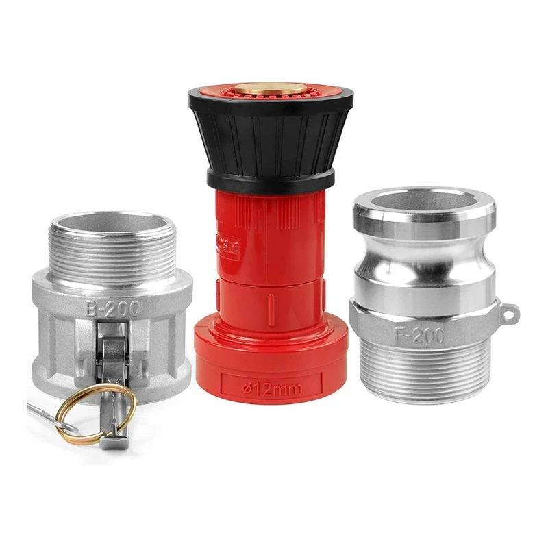 Fire Hose Nozzle,2In NPSH Heavyduty Industrial Fire Hose Constant Flow Fog Nozzle With 2Pc 2In Camlock Fitting Coupling