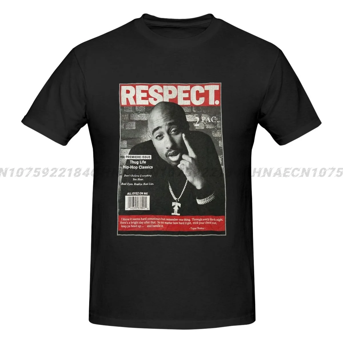 2024 Mode Respect Tupacs Shakur T-Shirt Jaren 90 Vintage T-Shirt