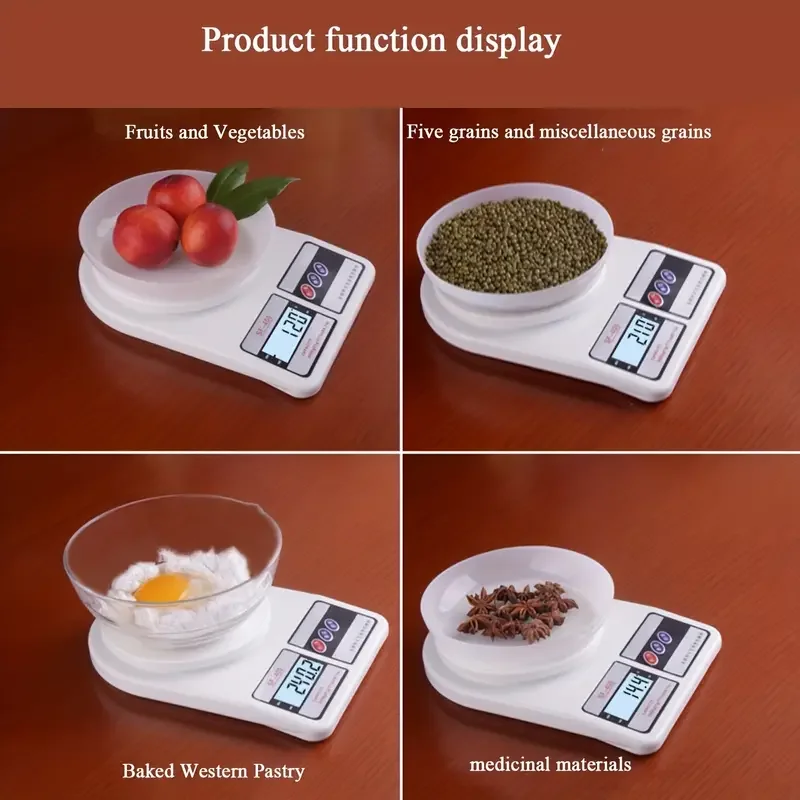 Báscula Digital de cocina, balanza electrónica portátil con pantalla LCD, 10kg/1g, accesorios de cocina