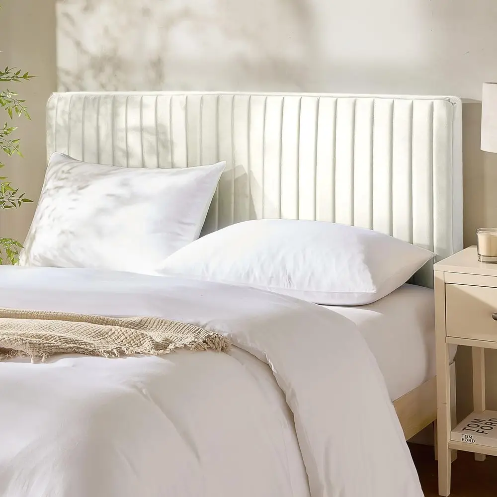 

Full-Size Wall-Mounted Upholstered Peel and Stick Boards, 3D Soundproofing, Velvet Wall Panels, White