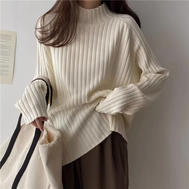 Women Sweater Spring Autumn Long Sleeve Turtleneck Pullovers Warm Bottoming Shirts Korean Fashion Sweater Knitwear Soft Jumpers