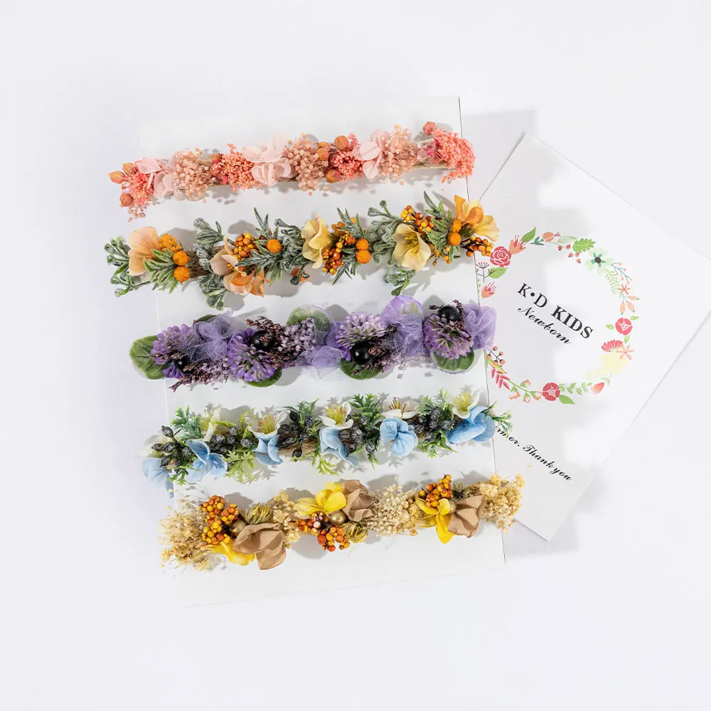 Baby Flower Headband Newborn Photography Props 0-1 Month Children Shoot Hairband Elastic Adjustable Headband Studio Accessories