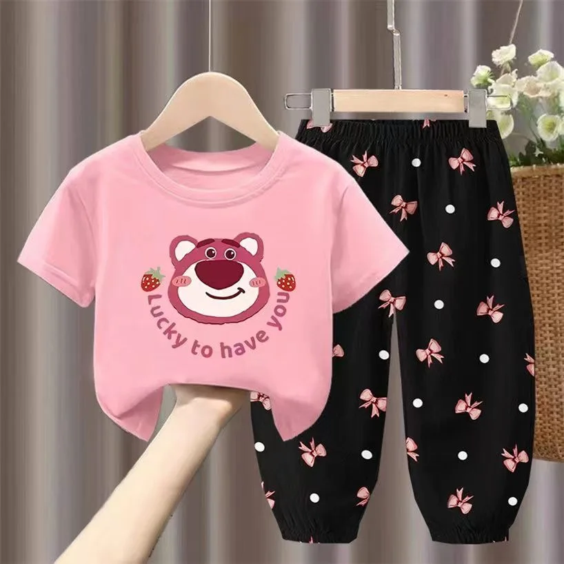 Summer Boys Clothes T-shirt & trousers 2 Pieces Set Teenage Girls & Boys Printing Lotso Fashion Casual Top & Bottom Outfit