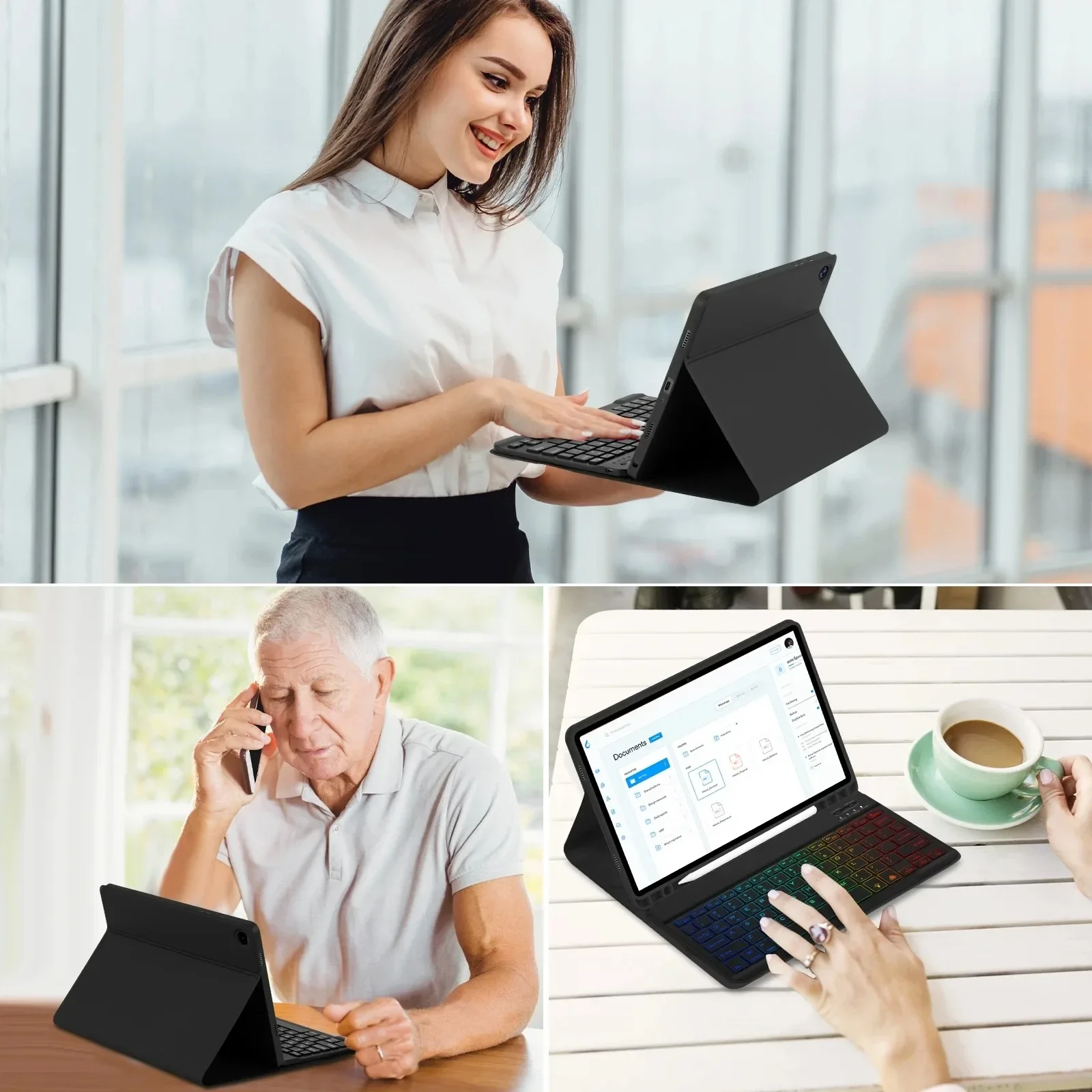 Case for Samsung Galaxy Tab S7FE S9FEPIus+ 12.4 Inch ,Keyboard Case for Samsung Tab S7 S8 S9 S10 Plus 12.4 inch Keyboard Case