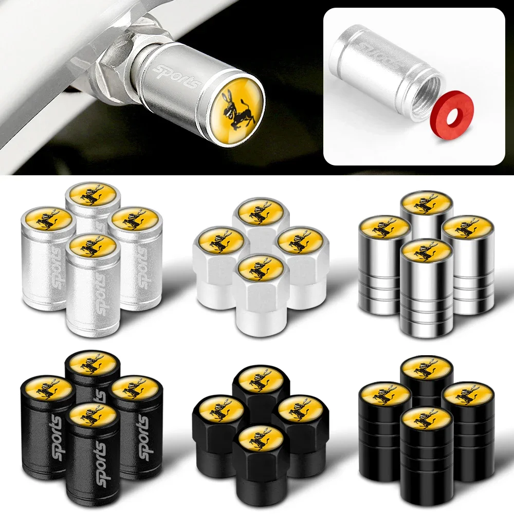 

4Pcs Donkey Emblem Car Styling Valve Caps Wheel Tires Air Valve Stem Protective Cover for Ferrari Auto Modification Accessories