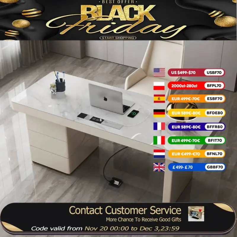 

Big Designer Writing Office Desk Hutch Asthetic Drawers Organizer Office Desks White Luxury Large Mesa Para Computador Furniture