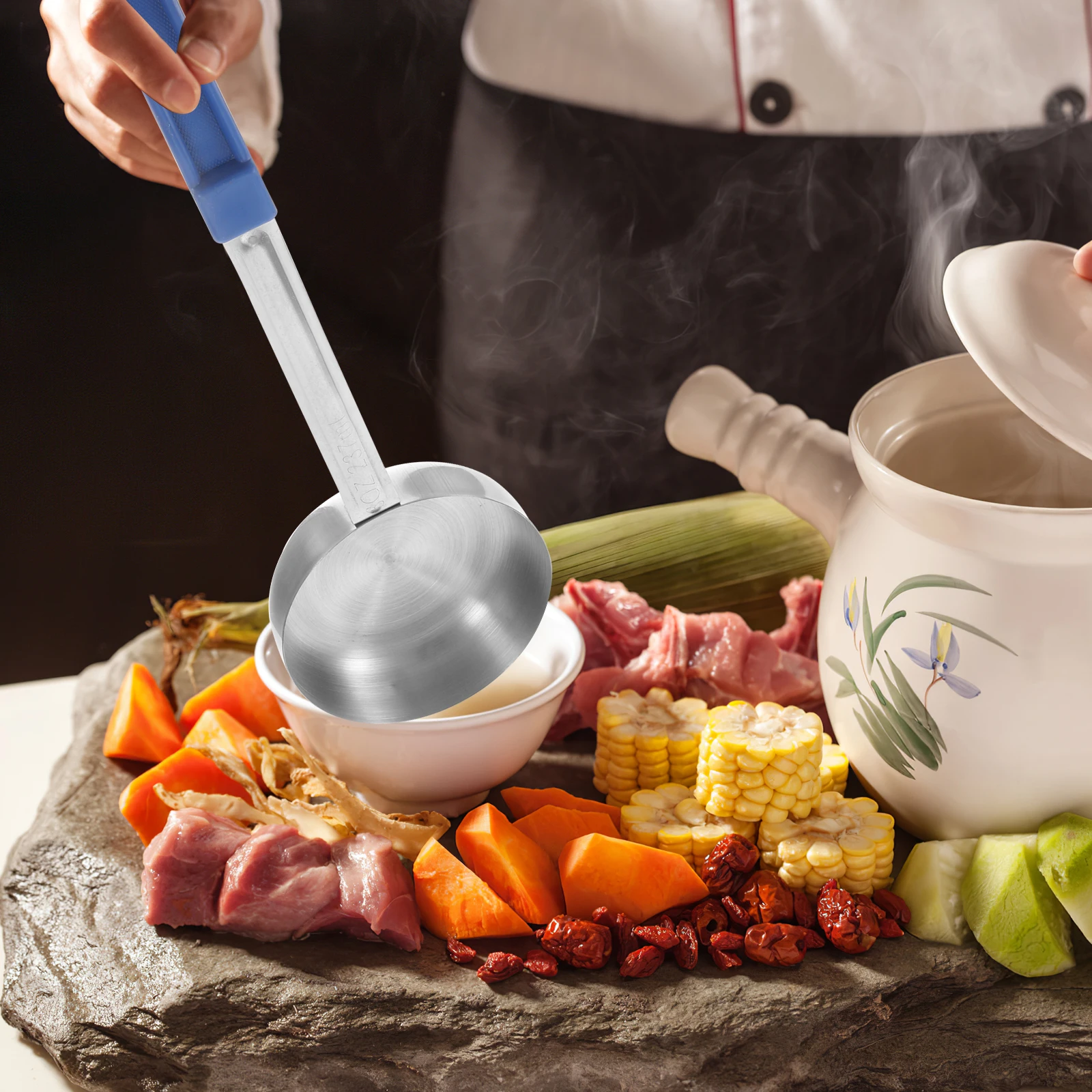 

Long Handle Spoon Premium Easy Clean Home Buffet Portion Control Serving Spoons Sauce Ladle Kitchen Barware