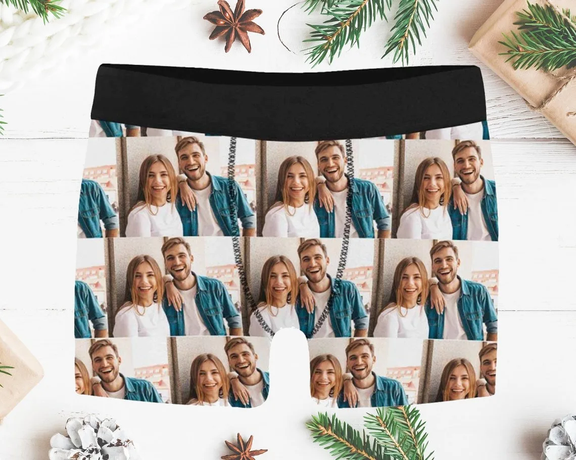 Custom Photo Collage Underwear Personalized Couple Family Picture On Boxers Birthday/Anniversary/Wedding/Valentine\'s Day Gifts