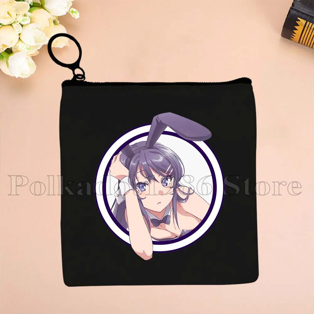 Leuke Kawaii Mooie Bunny Girl Anime Mai Sakurajima Senpai Geschenken Canvas Portemonnee Tas Vierkante Sleutel Opslag Kaart Tas Portemonnee Pouch