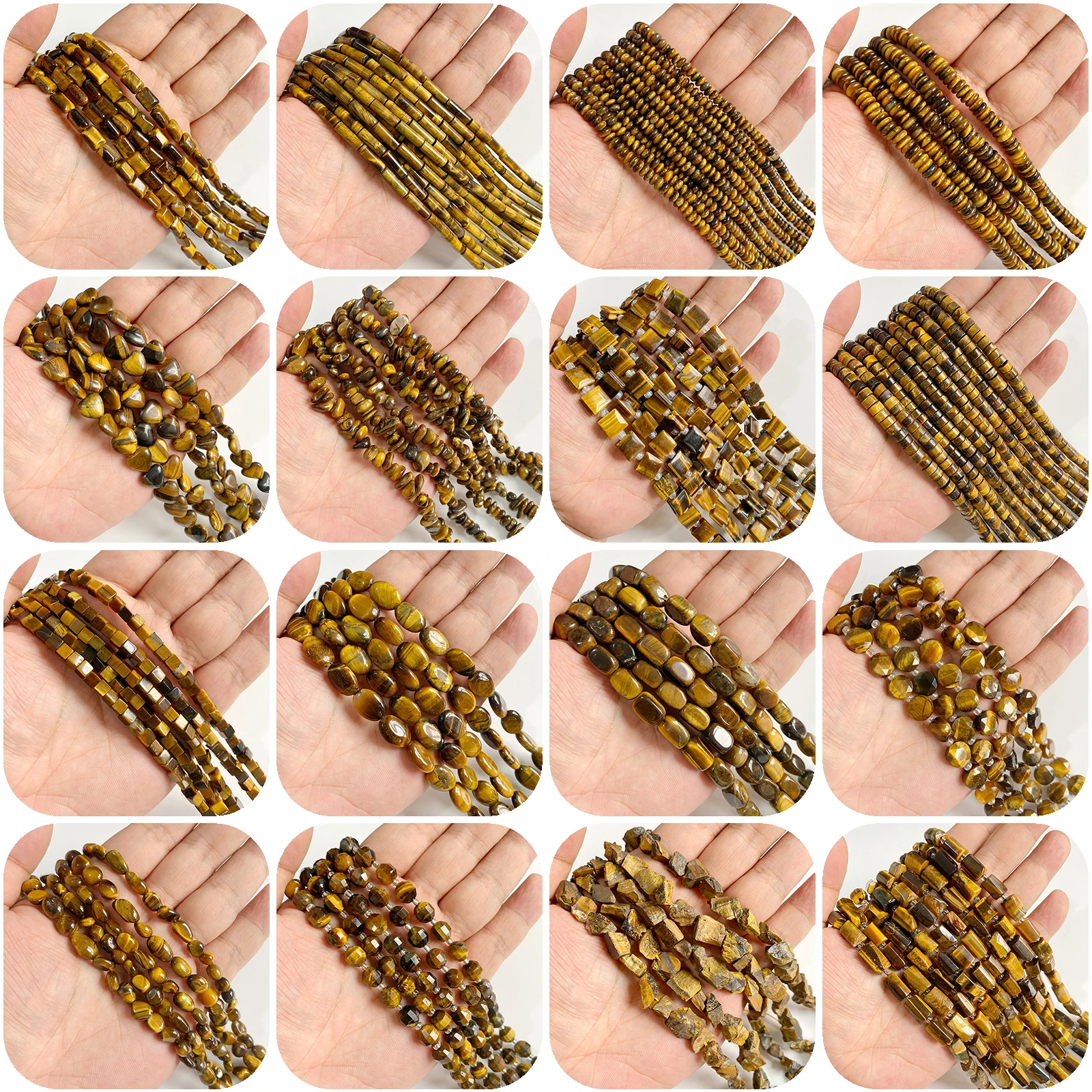 High Quality Natural Yellow Tiger Eye Stone Bead Irregular Rondelle Tube Square Spacer Beads for Jewelry Making DIY Accessories