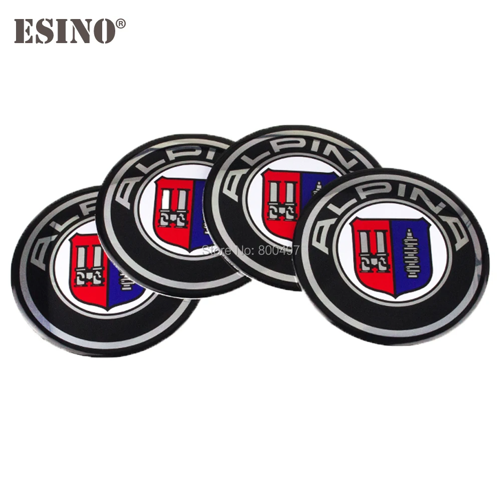 4 x Car Styling 3D Metal Chrome Aluminium Alloy Wheel Center Cap Stickers Wheel Hub Cap Decals Emblems Badges for Alpina