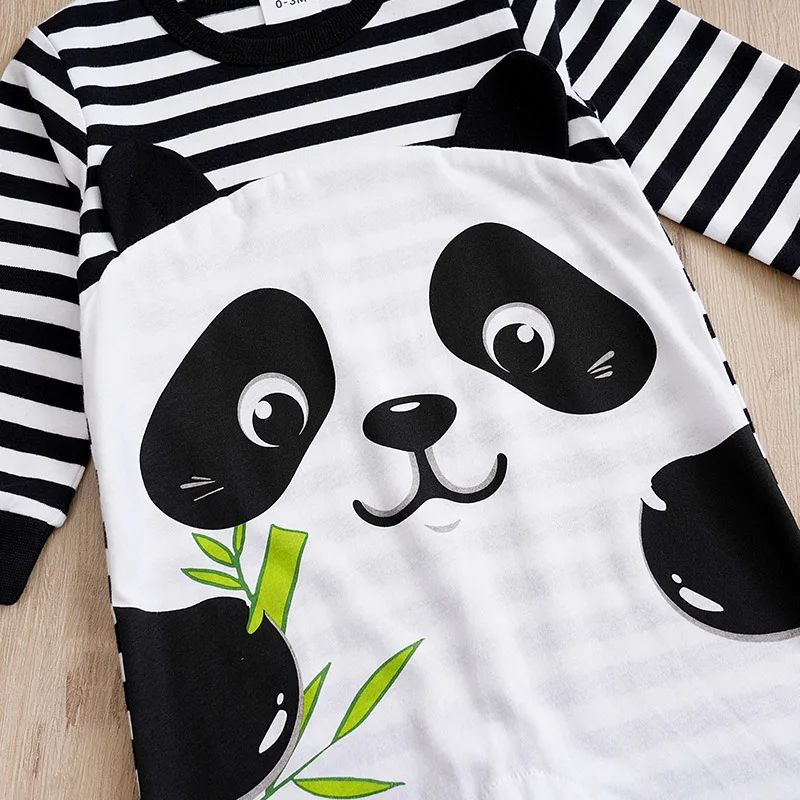 Spring and Autumn Newborn Long sleeved jumpsuit Cute Panda Pure Cotton Comfortable Baby Boys and Girls