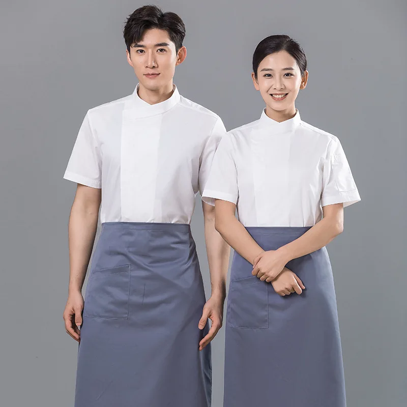 Men's Kitchen Overalls behind the Restaurant Baking Women's Summer Short Sleeve Chef Uniform Short Sleeve Breathable Hotel Sprin