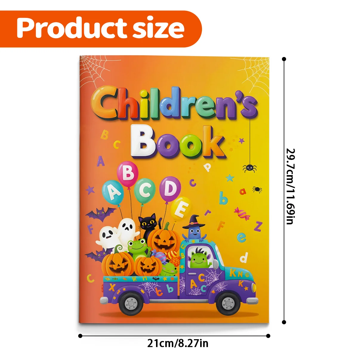 Children’s Halloween Alphabet Book Fun Illustrated Learning Book for Kids with Cute Pumpkins Ghosts and ABC Letters Build