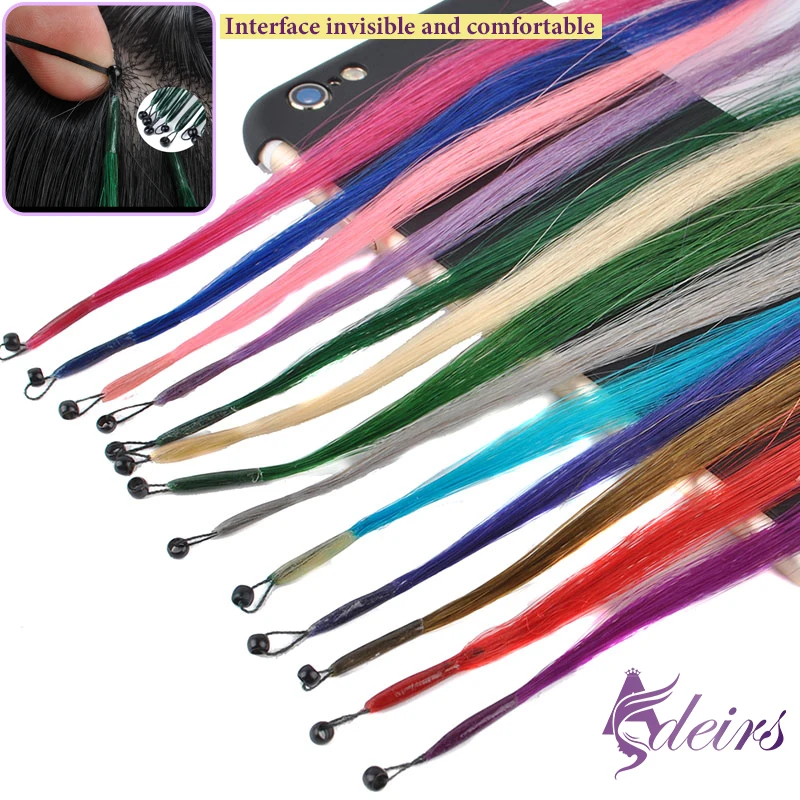 ADEIRS Color  8D Tip Hair Extensions 100% Real Human Hair Microbeads Extensions 0.5g/Strand Color Purple Blue Pink Gray 18-20inc