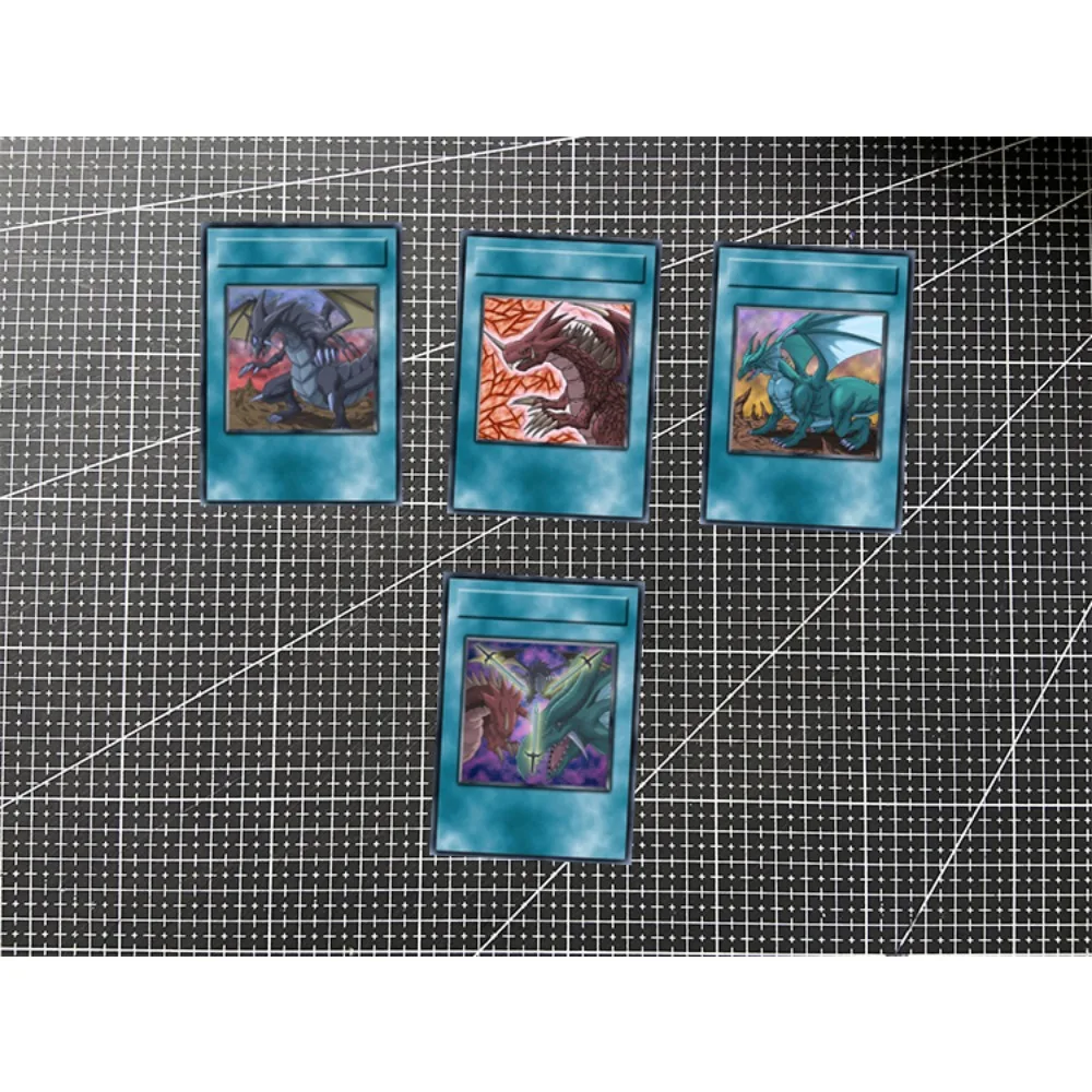 4pcs/set Yu Gi Oh Legendary Dragon Animation Characters Refraction Flash Card Anime Classics Game Collection Cards Toy Gift