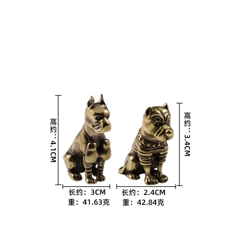 Vintage Solid Brass Pitbull Bulldog Figurine, Mini Tea Pet Ornament, Desk & Home Decor Collectible Statue for Dog Lovers - view 2