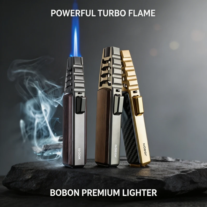 Heavy-Duty Butane Jet Flame Lighter, Windproof High-Temp Adjustable Flame, Durable Metal, Versatile Tool for BBQ Camping-Cigars