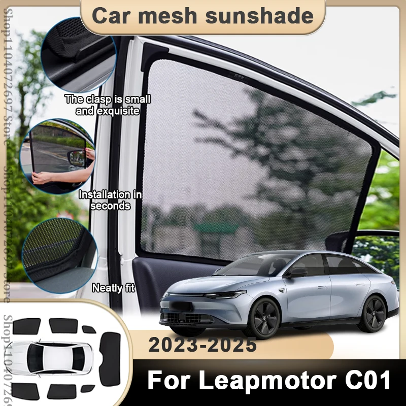 

Магнитный автомобильный солнцезащитный козырек для Leapmotor C01, аксессуары 2023 2024 2025, сетчатый солнцезащитный козырек на лобовое стекло, защитный чехол для передней стороны, аксессуар