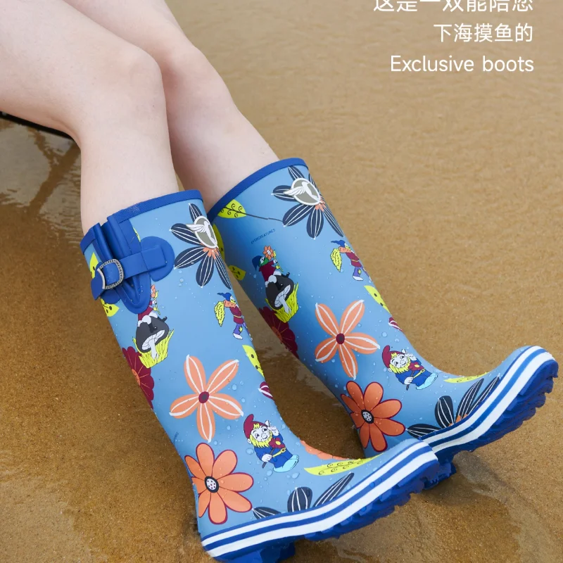 أحذية المطر المطاطية المطبوعة المضادة للانزلاق للنساء البريطانيات