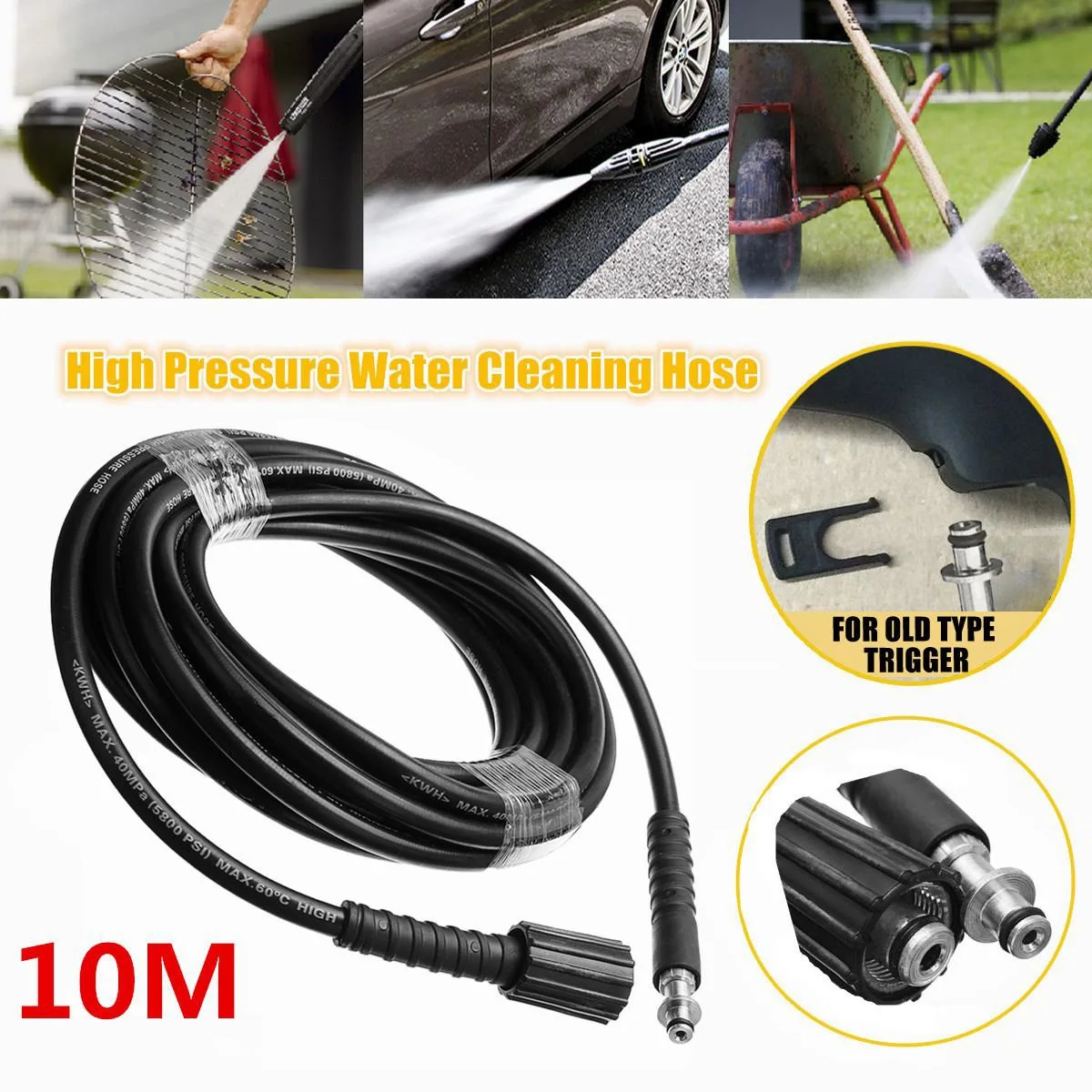 Hot Selling-High Pressure Washer Spray G-Un,M22 Car Water Washer Cleaning Tool With 10M Hose For Cleaner Watering Lawn Garden,Hi