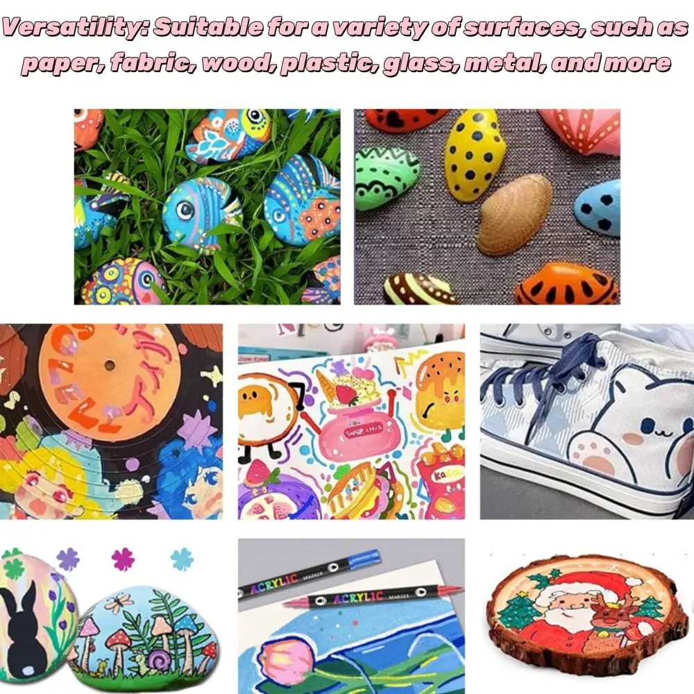 24/48 Colors Dual-ended Markers Quick Dry Temporary Acrylic Paint Markers Dual Color Drawing Marker Nail Doodle Pens