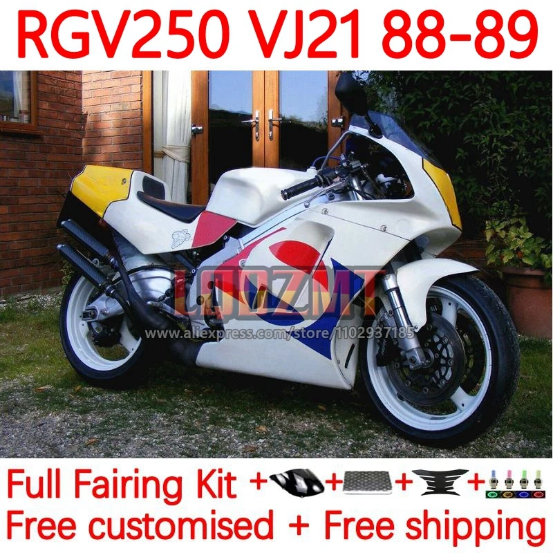 OEM Body For SUZUKI RGV250 RGVT RGV 250 SAPC VJ21 RGVT-250 RGVT250 1988 1989 VJ 21 RGV-250 88 89 Fairings 86No.189 white glossy