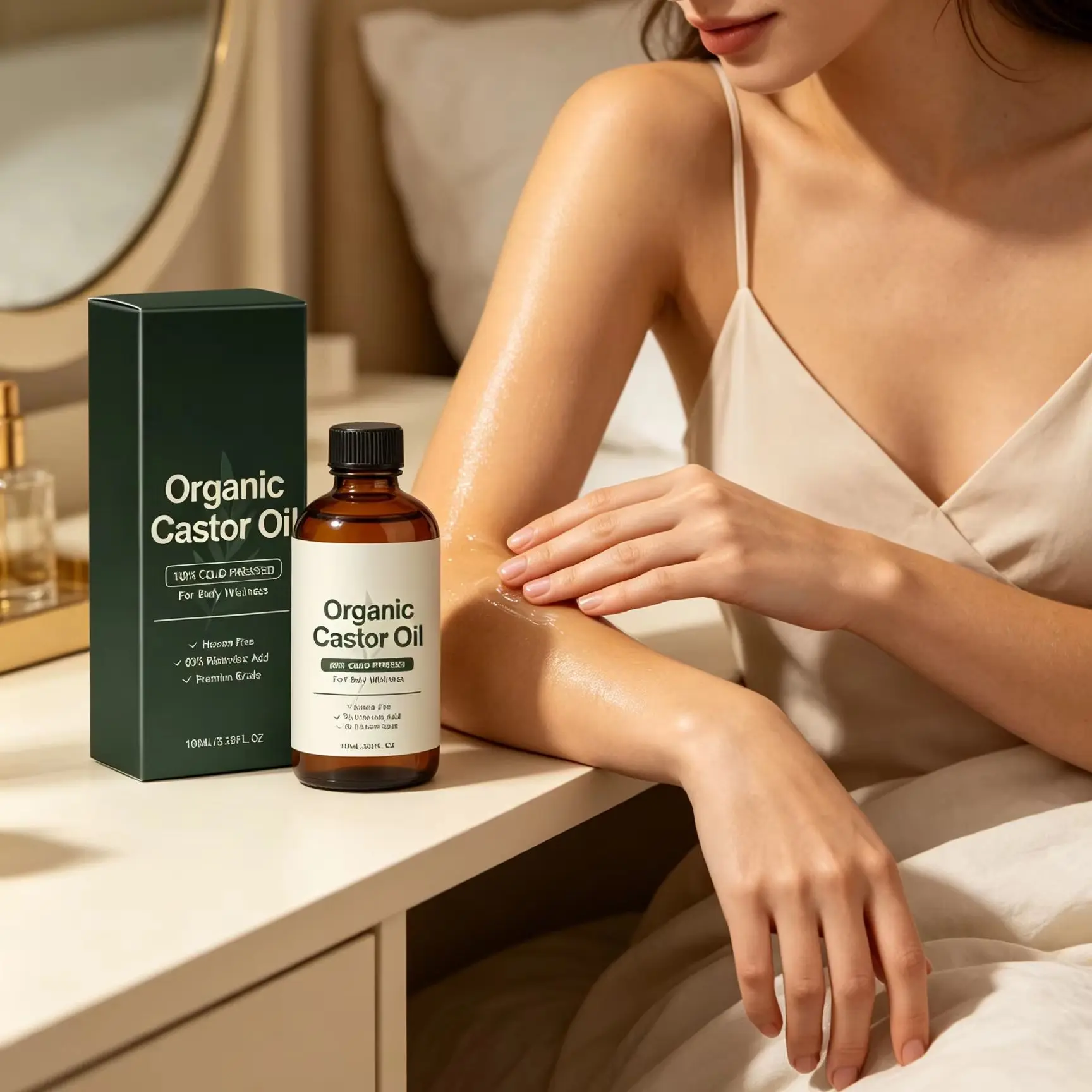 Organic Castor Oil Cold Press Deep Hydration Firm Skin Tightening Relax Lightweight Easy Absorption Moisturizing Body Oil 100ml