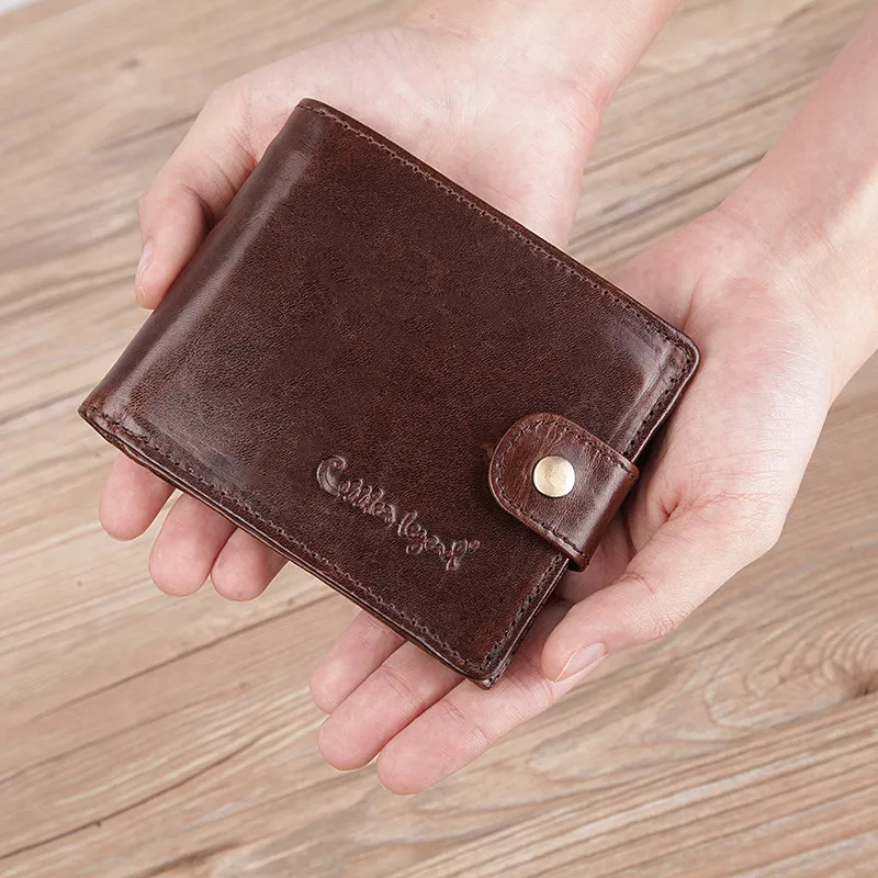 New Men Wallets Natural Cowhide Trifold Wallet Causal Zip Coin Pocket Designer Cowhide Purse for Mens Money Clip Brand Design