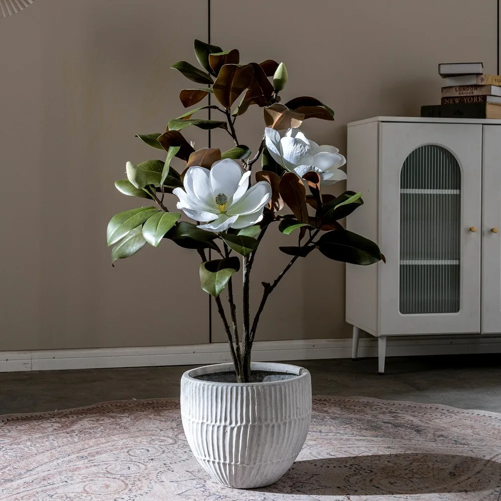 Magnolia Bionic Green Plant Artificial Tree Indoor Home Decoration Fake Flower Pot Props for Shooting