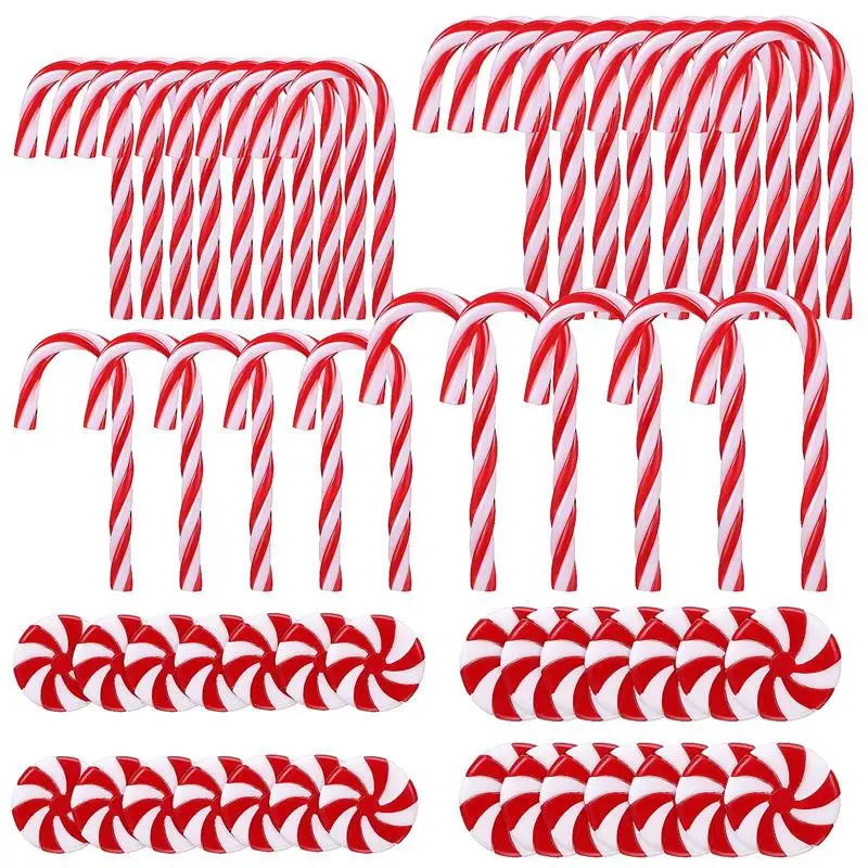 

60pcs Christmas Cane Candy Hanging Ornaments Christmas Party Decorations Hanging Decors