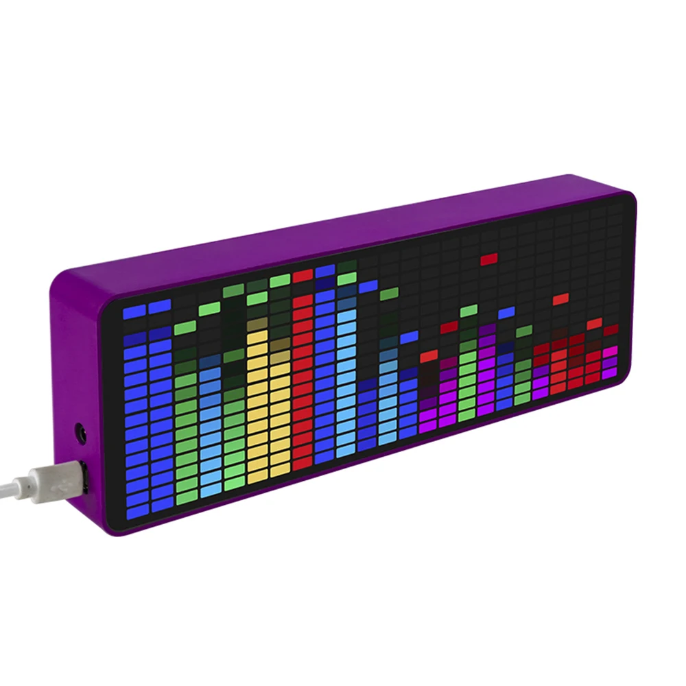 USB 5V 1A LED Light Stereo Music Spectrum Electronic Clock Voice Rhythm RGB Car Audio Level Indicator Automobile Atmosphere Lamp