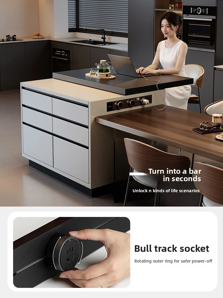 LMM advanced multi-functional kitchen island high-end integrated rock slab island