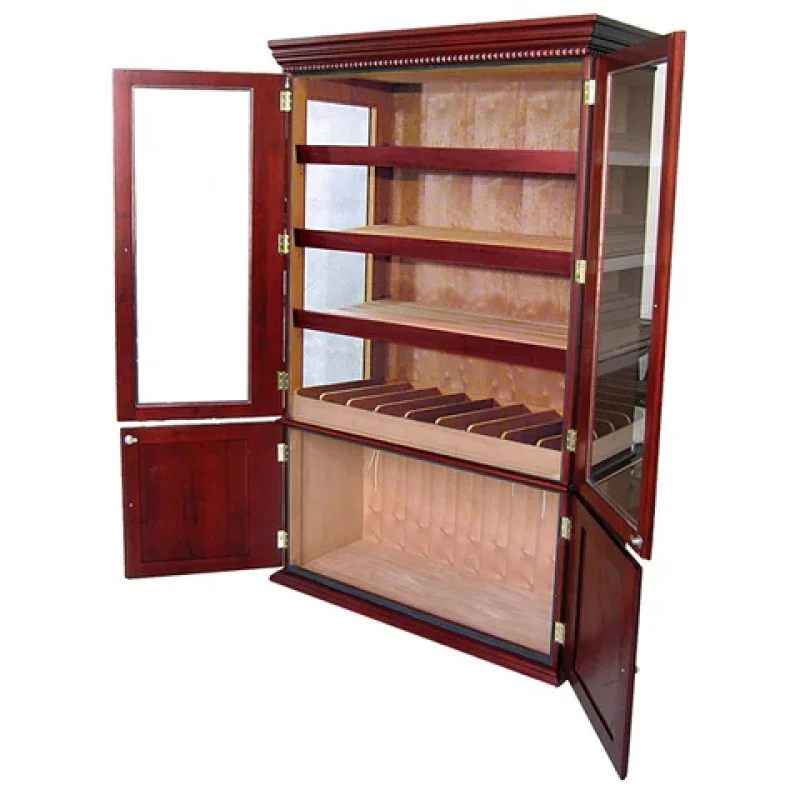 Custom. Large Capacity 4000 Ct Double By Cigar Showcase With Led Light Wooden Cigar Humidor Display Box Cabinet