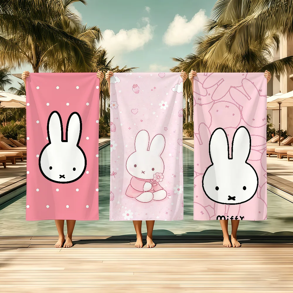 CUTE Pink M-MiffyS Towel Textile Bathrobe Beach Quick-Drying Lightweight Portable Camping Swim Pool Travel