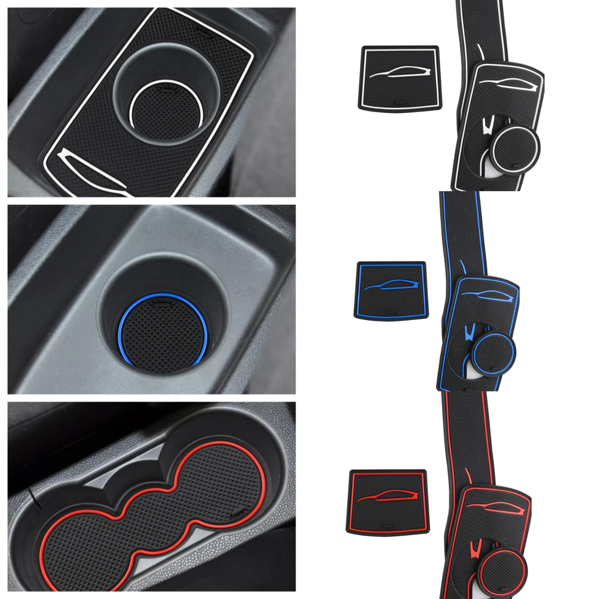 Anti-Slip Gate Slot Cup Mat for Ford Fiesta 2008 2009 2010 Door Groove Pad Rubber Coaster 10pcs/set