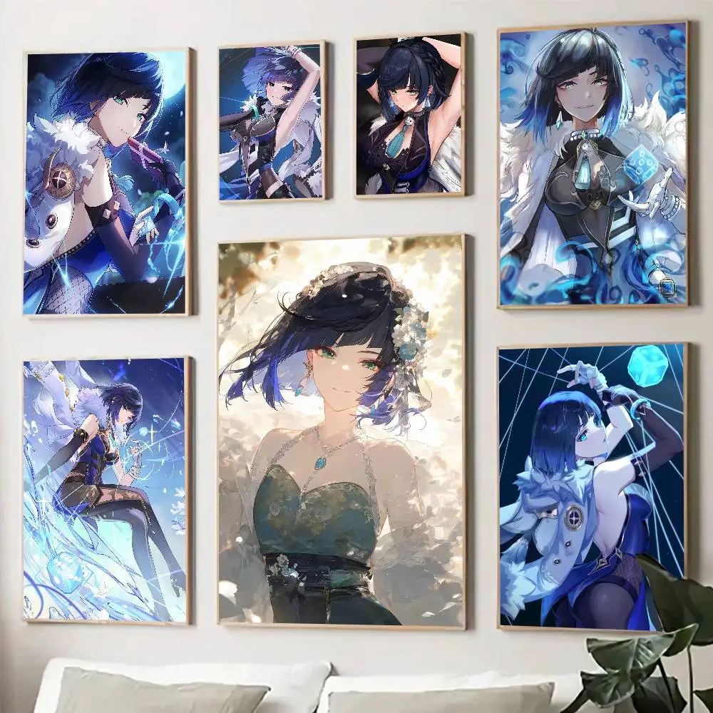 Yelan Anime Genshin Impact Posters Living Room Bar Cafe Quality Canvas Vintage Style Comics Painting Art Home Wall Decor Picture
